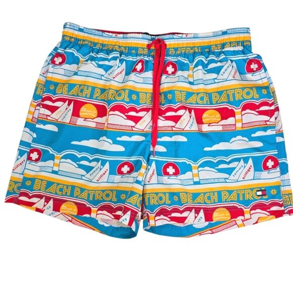 Tommy Hilfiger Mens Slim Fit Beach Patrol Drawstring Swim Trunks Large - Picture 1 of 5